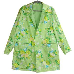 MICHAEL KORS Women's Reversible Spring Green And Floral Trench Coat Size L